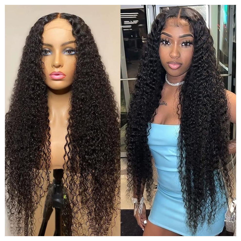 Unisex Hd Lace Closure Wig Human Hair 5X5 Pre Plucked Glueless 22 Inch Malaysian Deep Part Natural Hairline