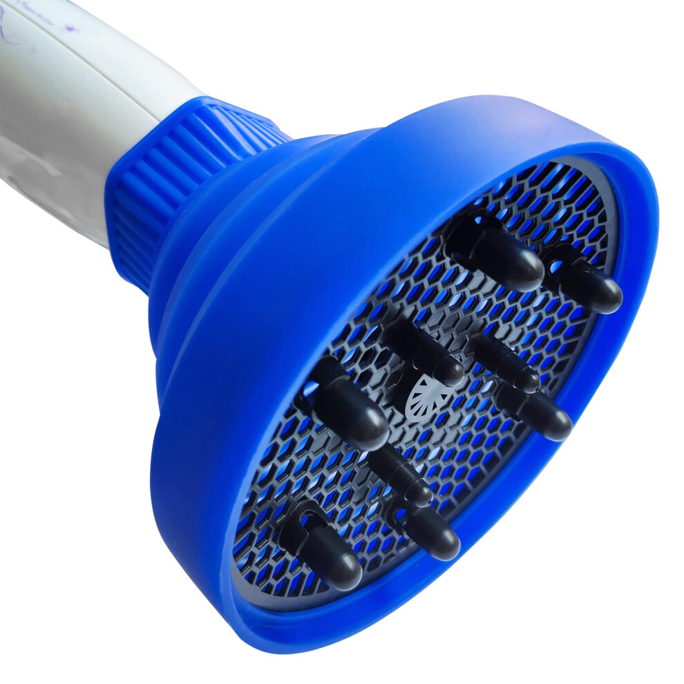 Blue Universal Silicone Collapsible Hair Dryer Diffuser Attachment For Curly Hair, Add Volume And Reduce Frizz