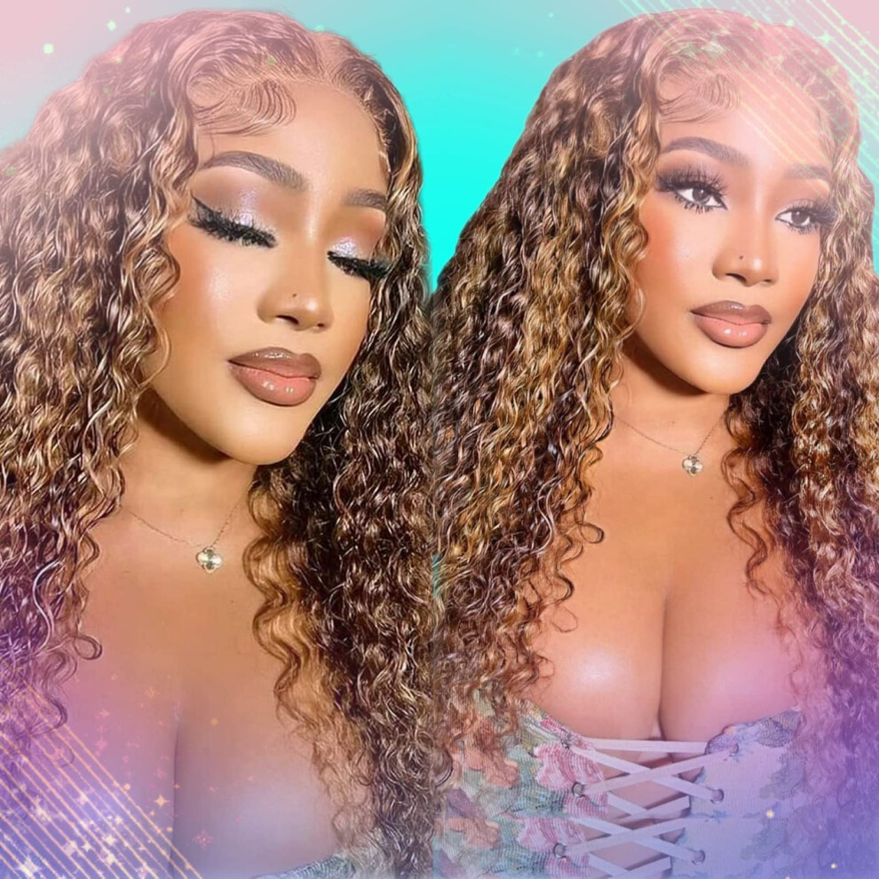 Honey Blonde Ombre 13x4 HD Transparent Lace Front Wig Human Hair Wet and Wavy 180% Density Pre Plucked