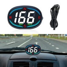 Car GPS Speedometer with Compass, LED Display, Overspeed Alarm, Plug and Play USB for All Vehicles