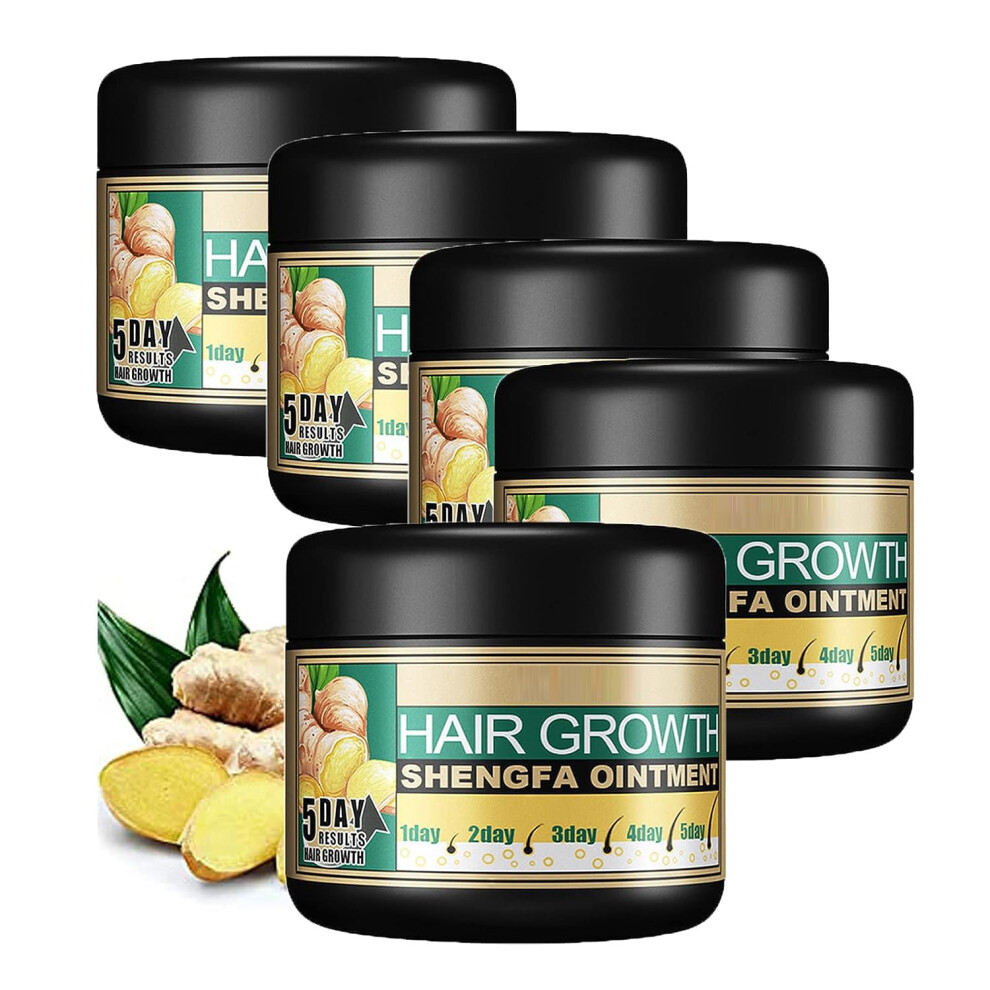 Cream Hair Growth With Ginger Extract, Natural Hair Regrowth For Thinning Hair, Anti Hair Loss Scalp Treatment (5Pcs)