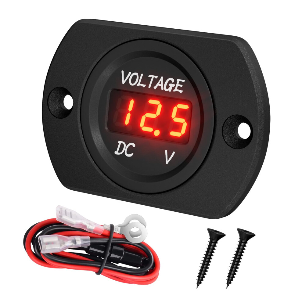 12V Voltmeter Waterproof Digital Voltage Gauge With Led Display For Car Boat Rv Truck Marine Red 9113335630840