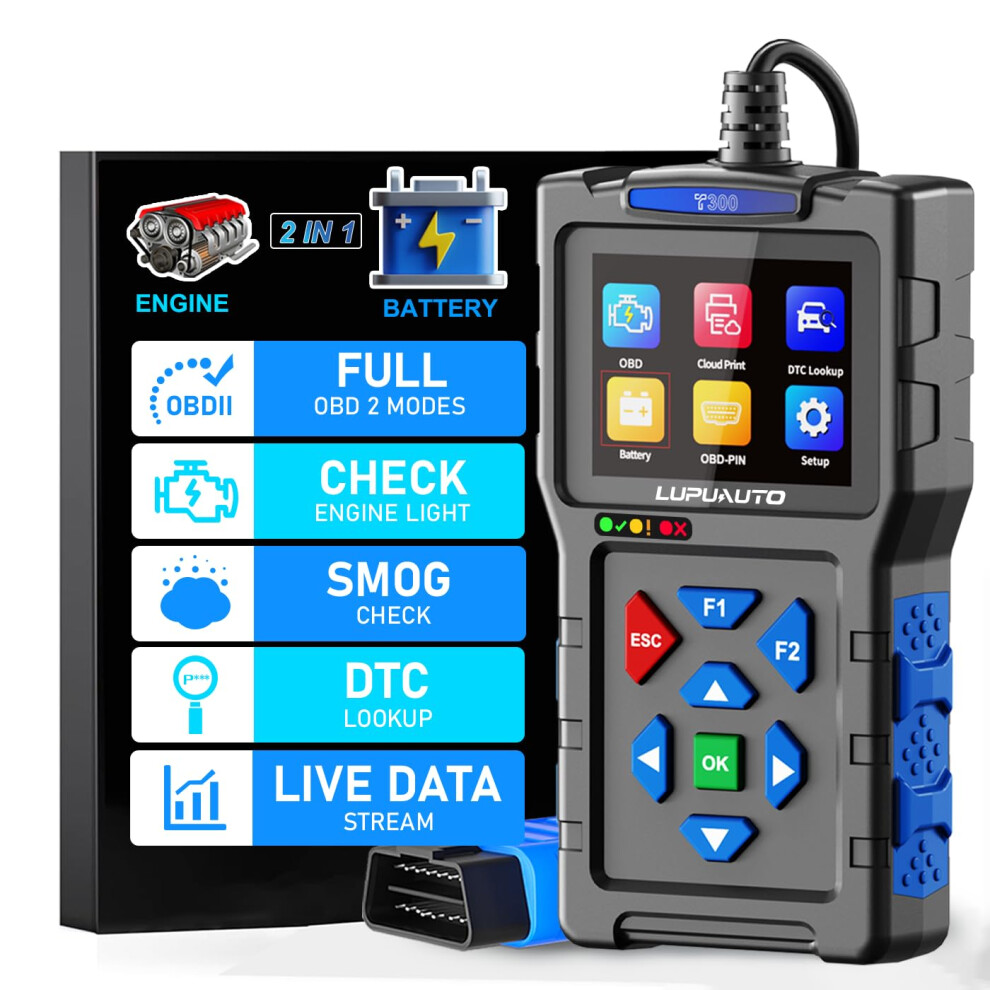 2In1 Obd2 Scanner With Battery Test, Full System Car Diagnostic Tool With Live Data And Dtc Lookup 9070919838040