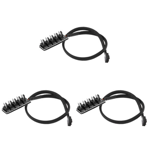 3Pièces Câble Splitter Ventilateur CPU Pièce Extension Noir 1
