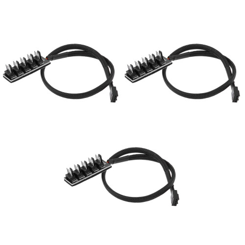 3Pièces Câble Splitter Ventilateur CPU Pièce Extension Noir 2