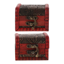 4Pcs Assorted Color Wooden Treasure Chest Box Small Trinket Organizer