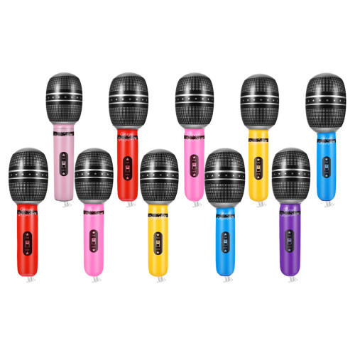 30Pcs Pretend Play Inflatable Microphone Props PVC Assorted Color Toy 1