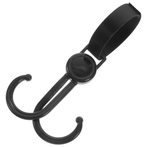 2Pcs Multi-Use Stroller Hooks Black Polyester Convenient Hanging Clips 2