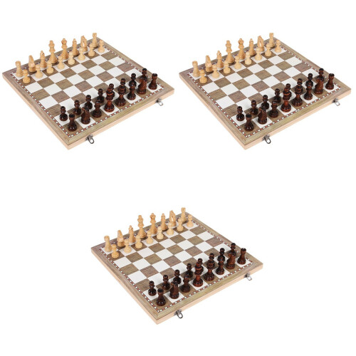 3Sets Wooden Chess Sets Folding Checkerboard Assorted Toy 2
