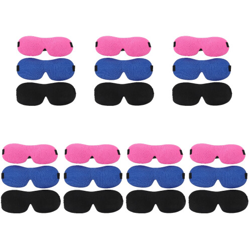 21Pc Polyester 3D Sleeping Eye Covers Assorted Color Sleep Blindfolds 1