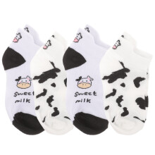 16Pairs Cute Cow Pattern Cotton Ankle Socks Soft Breathable Boat Socks
