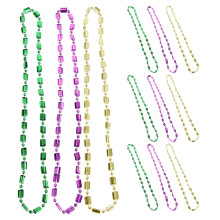 48Pcs Mexican Carnival Beads Golden Purple Green Beaded Party Necklace