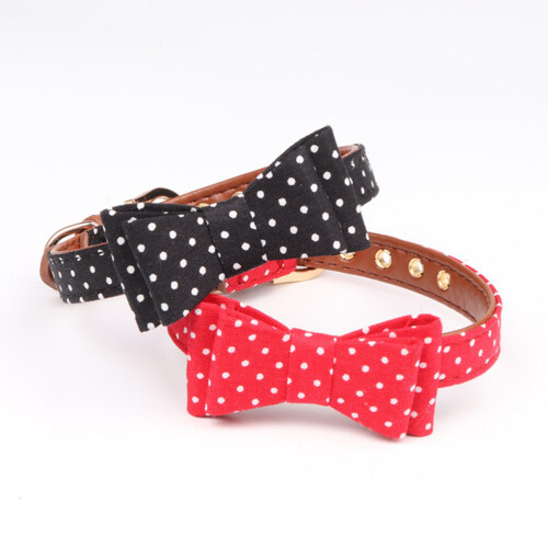 Red Adjustable Bowtie Dog Collar Durable Pet Cat Collar 2