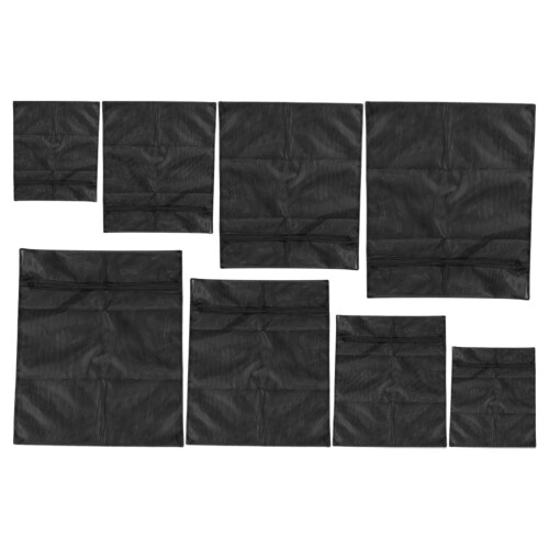 8Sets Breathable Black Mesh Laundry Bags Polyester with Zipper 2