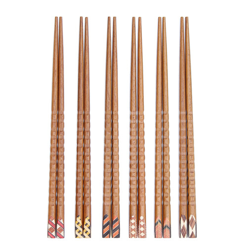 10Pairs Reusable Wood Chopsticks Solid Golden Tableware for Home Use 1