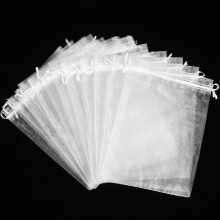 150Pcs Fruit Protection Mesh Bags White Drawstring Nets for Garden Use