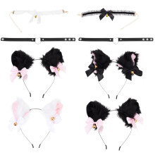 8Sets Durable Fabric Cat Ear Hairband Cosplay Collar Kit for Girls