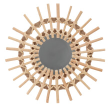 2 Pieces Rattan Makeup Mirror Wall-Mounted Woven Decorative Chic
