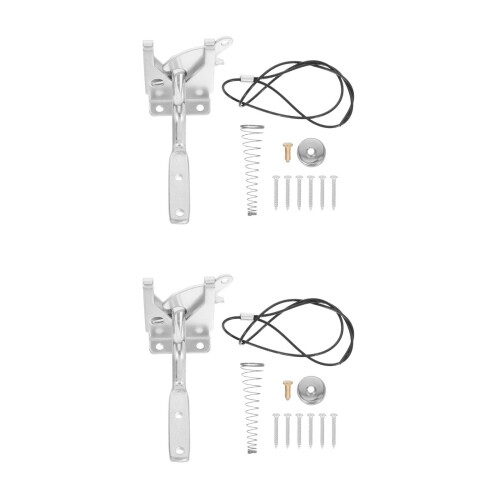 2Pcs Metal Gate Latch Set Self Locking Spring Loaded for Yard Doors 2
