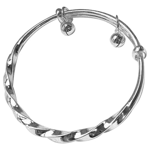 2Pcs Delicate Silver Copper Bangle Bracelets Adjustable Wrist Jewelry