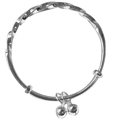 2Pcs Delicate Silver Copper Bangle Bracelets Adjustable Wrist Jewelry 1