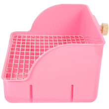 2St Roze Huisdier Toiletbakje Met Wand, Duurzaam PP Konijnen