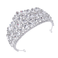 2Pcs Silver Wedding Tiara for Women Rhinestone Alloy Bride Crown