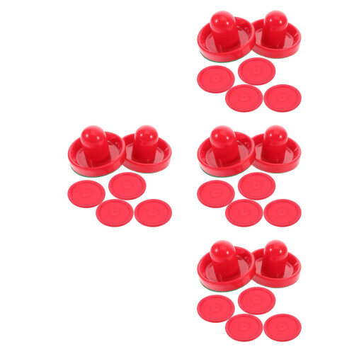 8Pcs Red ABS Hockey Paddle Set Table Strikers Pucks Replacement 2
