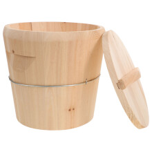 Traditional Japanese Wooden Rice Tub for Sushi Serving and Mixing