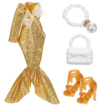 1 Set Poppenkleding Elegante Zeemeerminjurk Met Glitter En Accessoires