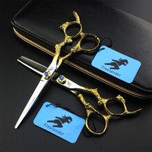 6.0 Inch Professional Hair Cutting Scissors Set, 440C Stainless Steel Barber Shears Gold with Case, Precision Edge and Ergonomic Grip