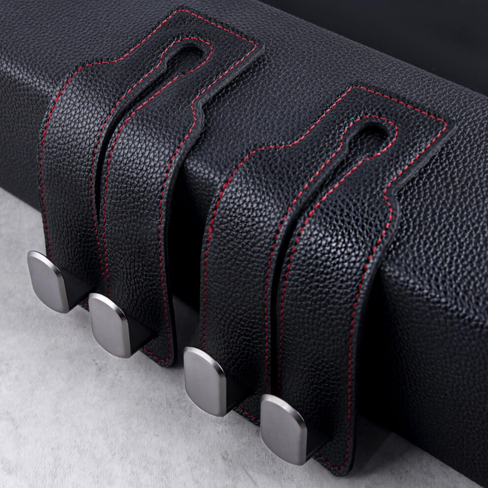 2Pcs Car Headrest Hook And Seat Back Organizer, 2 In 1 Leather Purse Holder With 360 Rotation 9070919838293