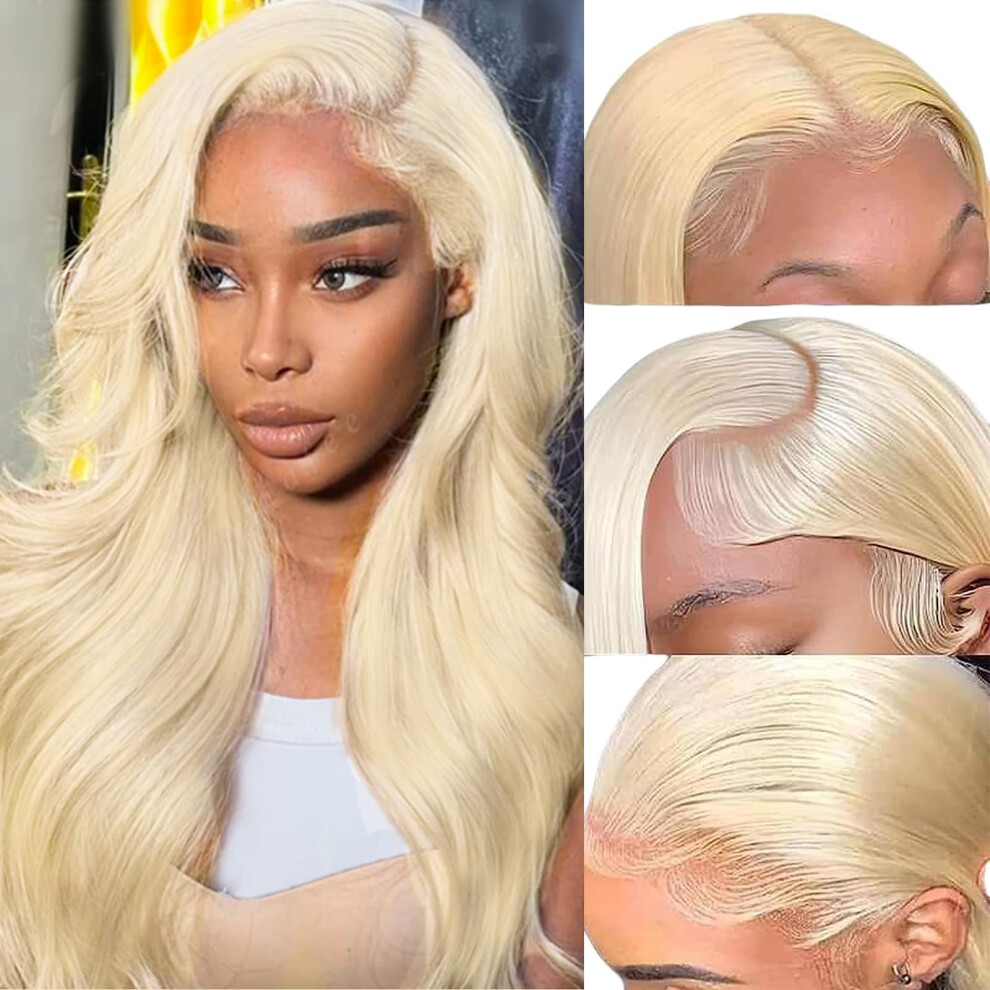 Unisex 613 Blonde Lace Front Wig Human Hair Straight 13X4 Pre Plucked Bleached Knots Natural Hairline