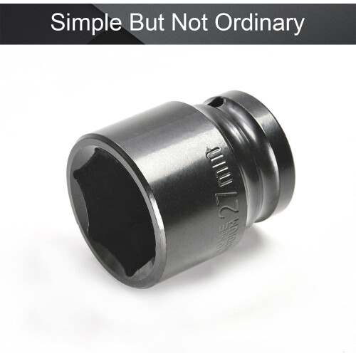 1/2 Inch Drive 27mm Shallow Impact Socket, 6 Point Metric,  Torque, RustResistant Finish 1