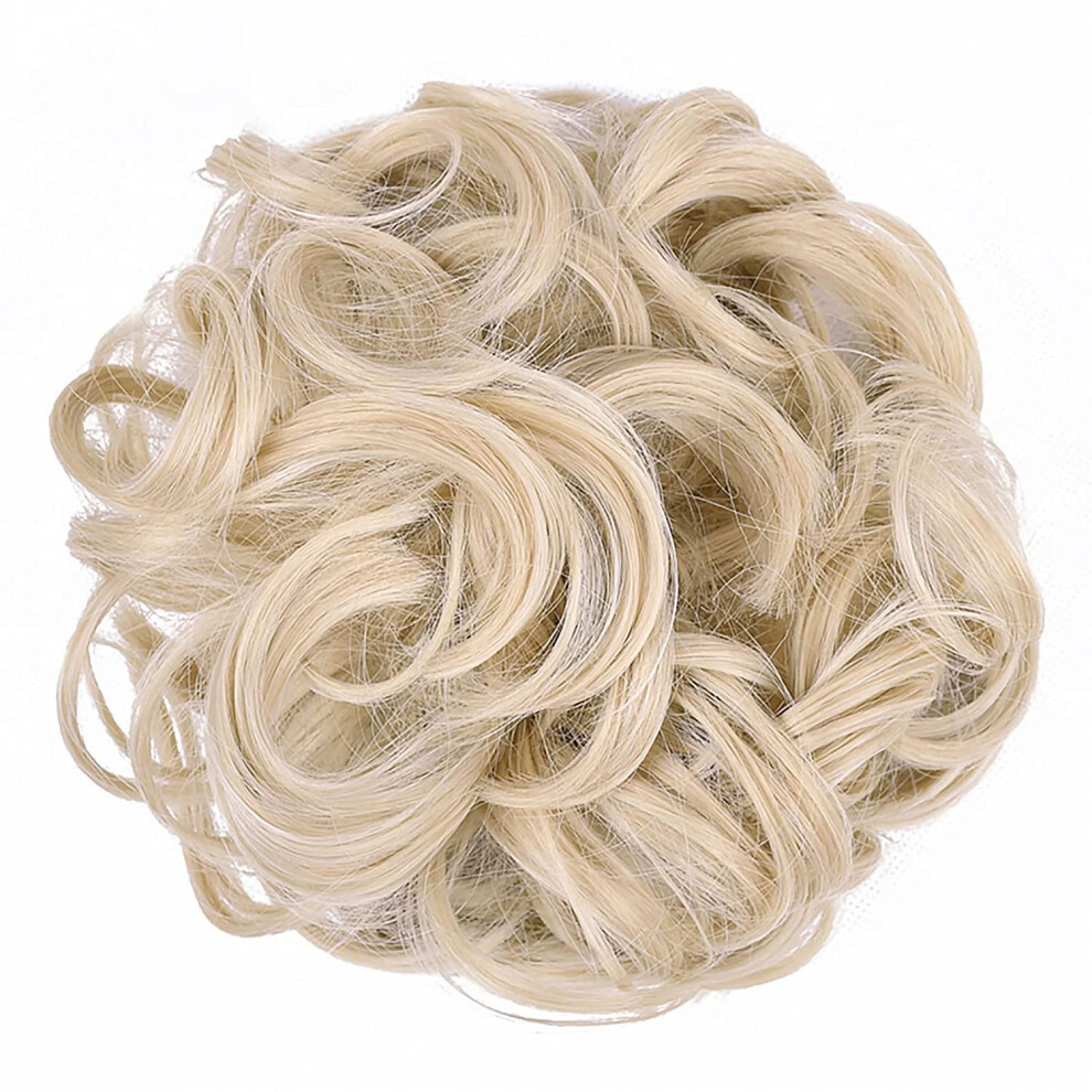 Messy Bun Hair Piece Ponytail Extension Synthetic Curly Wavy Chignon for Women Heat Resistant Fluffy Style M18/613