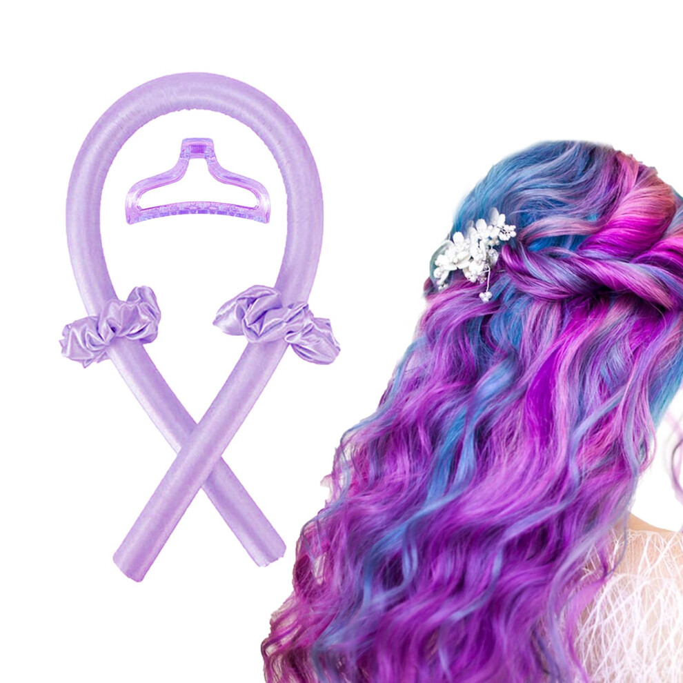Heatless Curling Rod Headband with Clips and Scrunchie, Soft Satin No Heat Hair Curlers for Sleeping Overnight