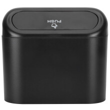 Car Trash Can with Lid, Compact Hanging Durable Vehicle Interior Garbage Bin Black