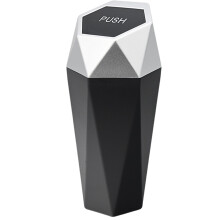 Car Trash Can with Lid, Small Automatic Car Garbage Bin, Compact SpaceSaving Design, Silver