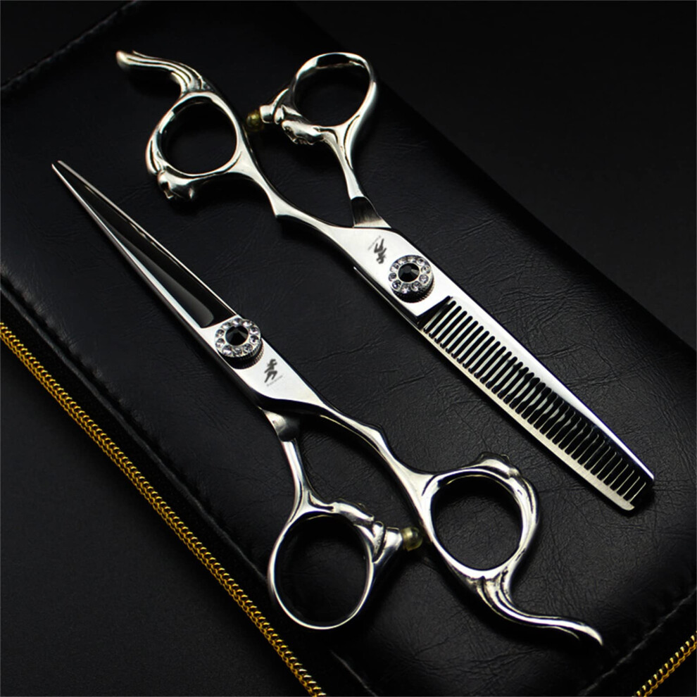 Silver Professional Hair Cutting Scissors Set 6.0 Inch Barber Shears 440C Steel Ultra Sharp Blades With Case