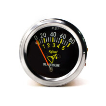 52mm Universal 12V Mechanical Oil Pressure Gauge 080 PSI Black Face for Car Dashboard