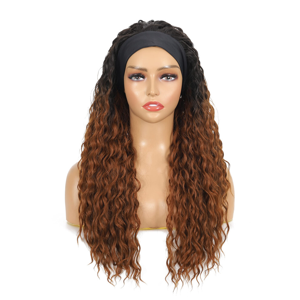 Unisex Brown 24 Inch Ombre Synthetic Bob Wig For Women, HeatâResistant Styling And Adjustable Fit