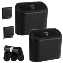 2 Packs Car Trash Can with Lid, Waterproof OdorSealing, 4 Rolls Bags, Hooks, Compact Universal Fit
