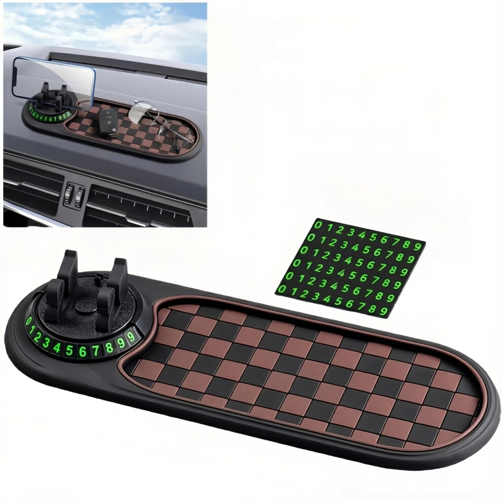 4In1 Car Phone Holder Antislip Dashboard Mat With 360 Rotating Mount, Hidden Number Plate And Cable Clip Organizer 9113335631632