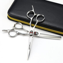 6 Inch Professional Hair Cutting Scissors Set 440C Stainless Steel Barber Shears with Leather Case