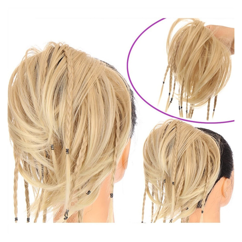 Messy Hair Bun for Women Synthetic Tousled Wavy Braided Chignon with Elastic Fit Instant Volume Boost (Color 006)