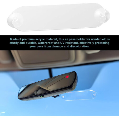 Holder for EZ Pass Windshield with Suction Cups, Clear Acrylic Universal Toll Pass Mount, 2 Pack 2