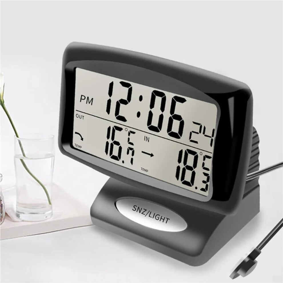 Digital Car Thermometer And Clock With Backlight, Accurate Temp Display, Dashboard Alarm Gauge 9113335631915