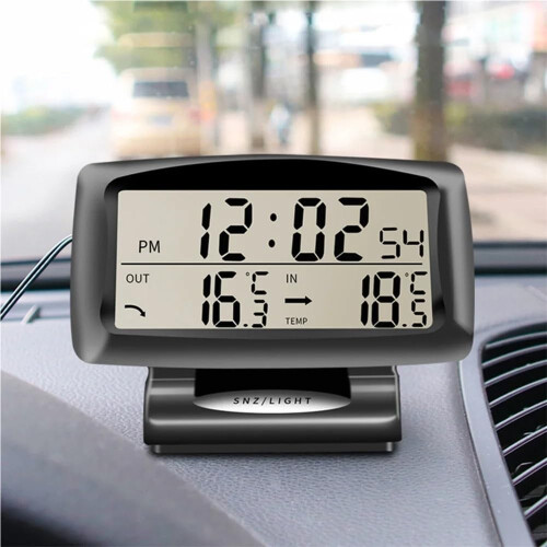 Digital Car Thermometer and Clock with Backlight, Accurate Temp Display, Dashboard Alarm Gauge 1