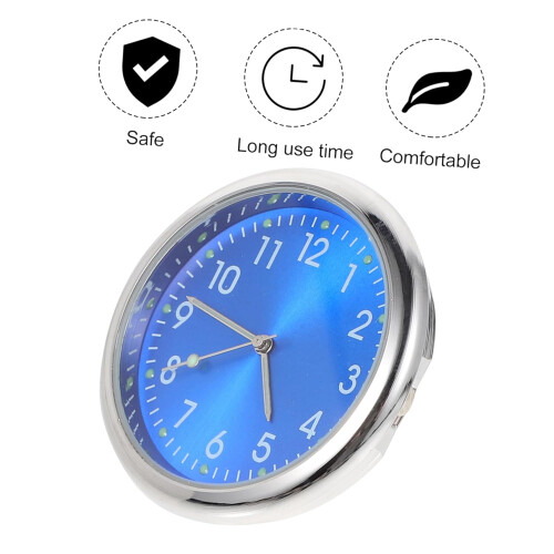 Car Dashboard Clock with Adhesive Mount, Blue Dial, RustResistant, Easy Interior Installation 2