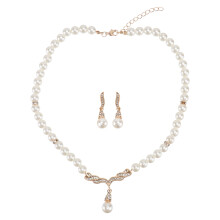 2Sets Modieuze Parel Sieraden Set Met Oorbellen En Halsketting in Goud